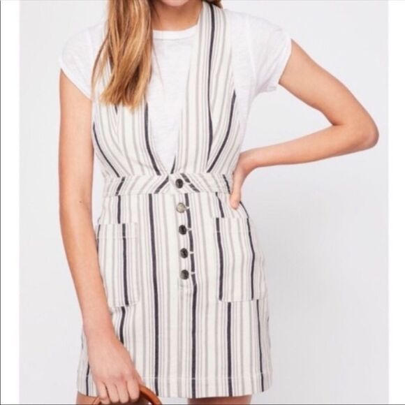 FREE PEOPLE | Jumper Dress Striped One Piece Blue - Picture 1 of 13